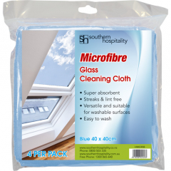 Essentials Microfibre Glass Polishing Blue Cloth 4 Pack