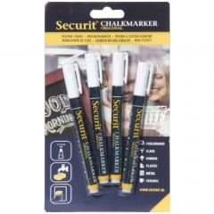 Securit Small White Liquid Chalkmarker Set of 4