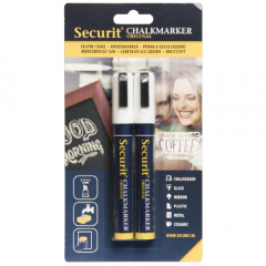 Securit Medium White Liquid Chalkmarker Set of 2