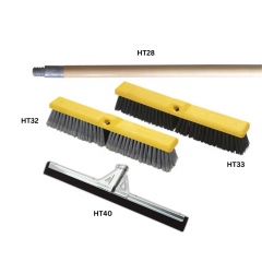 Broom Handle with Fine or Heavy Duty Head and Floor Squeegee
