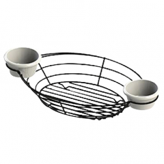 Oval Metal Basket with Ramekin Holders