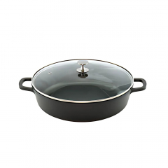 AluChef Casserole Round Matte Black With Metal Handle