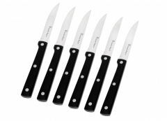 Bistro Steak Knife Black Plastic Handle Set of 6