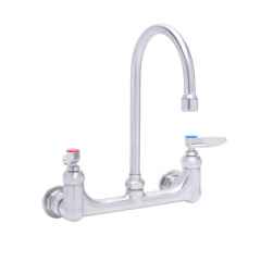 T&S Stainless Steel Double Pantry Wall Mount Faucet 8in