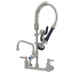 T&S EverSteel Mini Pre-Rinse Wall Mount Mixing Faucet 8in SS