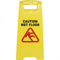 Kleaning Essentials Sign Caution Wet Floor Folding Yellow - A Frame