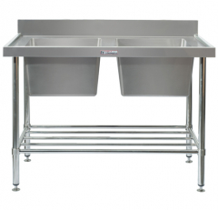 Simply Stainless Double Sink Bench With Splash Back 700mm