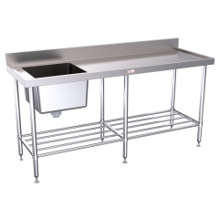 Simply Stainless Sink Bench With Splash Back 1800mm Left Sink