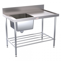 Simply Stainless Sink Bench With Splash Back 1200mm Left Sink