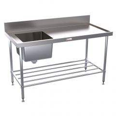 Simply Stainless Sink Bench With Splash Back 1500mm Left Sink