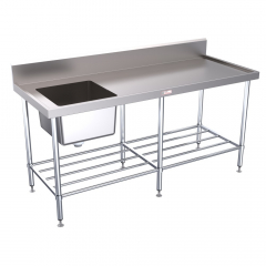Simply Stainless Sink Bench With Splash Back 1800mm Left Sink