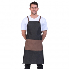 Grey-Mocha Apron Eyelet Bib