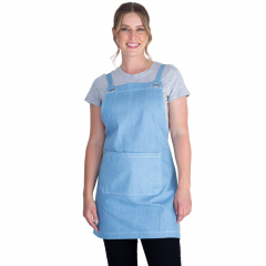 Mia Bib Apron Crossback Chambray Blue Denim