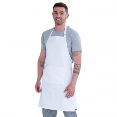 Essentials White Bib Apron with Pocket
