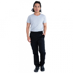 Traditional Polycotton Black Prochef Pants With Drawstring