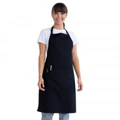 Essentials Black Polycotton Bib Apron With Pocket