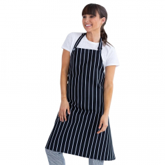 Woven Bib Apron with Navy/White Stripes