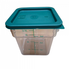 Square Food Storage Container with Lid 4L, Clear