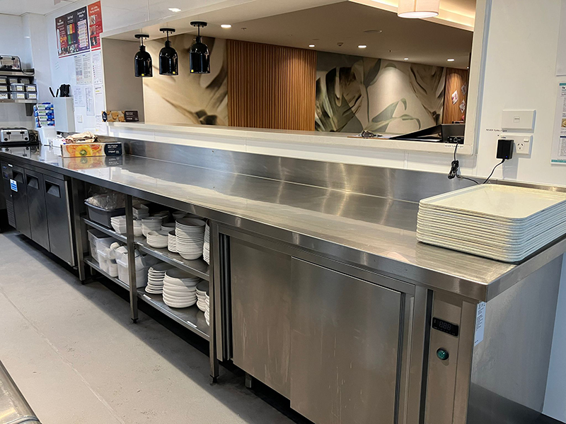Workbenches and serving window