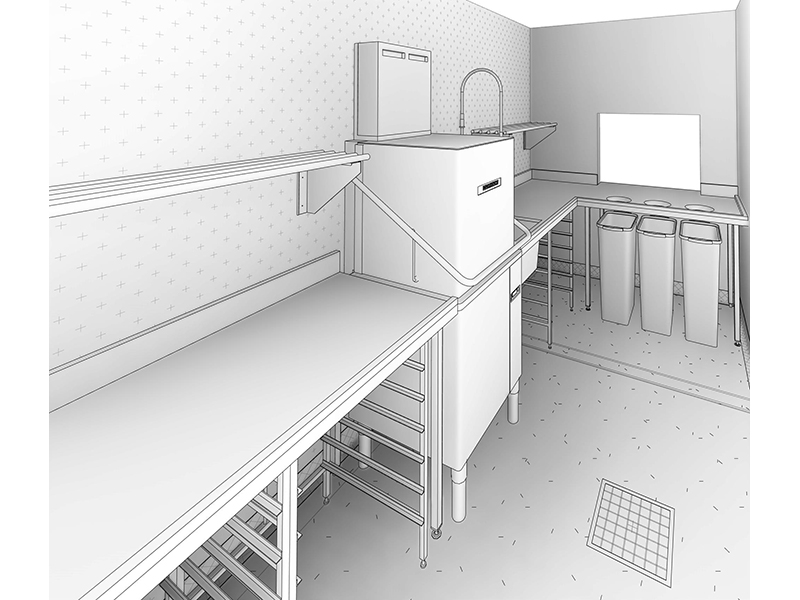 Countdown Dishwashing Area Drawing