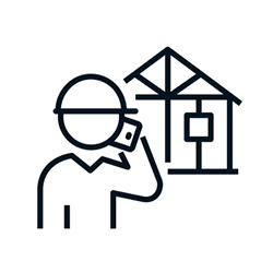 line drawing man on his phone